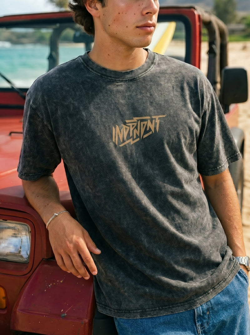 Snow Washed Oversized Cotton T-Shirt