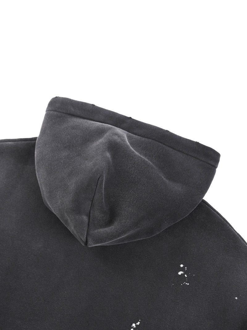 Vintage Washed Frayed Fleece Hoodie